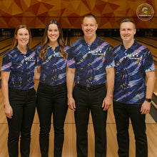 Load image into Gallery viewer, Blue and Purple watercolor Tiger Bowling Polo, Quarter Zip Shirt For Women Custom bowling Team outfit NQS11308