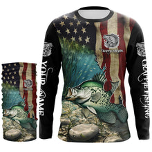 Load image into Gallery viewer, Crappie Fishing American Flag Patriotic Custom UV protection fishing apparel, Crappie fishing jerseys NQS498