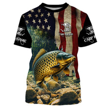 Load image into Gallery viewer, Carp Fishing 3D American Flag Patriotic Customize name UV Protection Fishing shirts NQS499