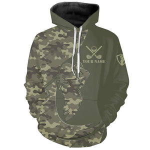 Green Camo Golf Hoodies Custom golf attire for men women, personalized golfer gifts NQS8537