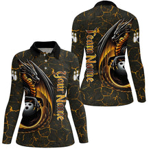 Load image into Gallery viewer, Black And Gold Custom Dragon Bowling Shirts For Women, Dragon Bowling Team Shirts NQS8783