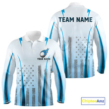 Load image into Gallery viewer, Blue American Flag Golf Polo Shirts For Men custom men&#39;s patriotic golf shirts, best golf gifts NQS10934
