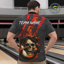 Load image into Gallery viewer, Red Flame Skull Snake Bowling Polo, Quarter Zip Shirts for Men Custom Team Bowling Jersey NQS10937