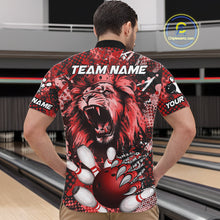 Load image into Gallery viewer, Red Camo Lion roar Bowling Polo, Quarter Zip Shirts for Men Custom Lion Bowling Team jerseys NQS11523