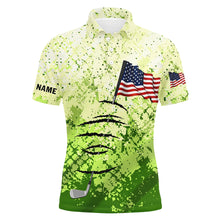 Load image into Gallery viewer, Personalized green camo golf polos shirt for men American flag 4th July custom gifts for golf lovers NQS5548