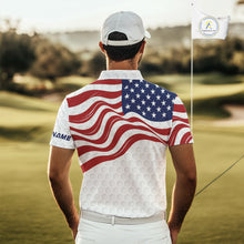 Load image into Gallery viewer, Red, White and Blue American Flag Men golf polo shirts custom men&#39;s patriotic golf apparel NQS10169