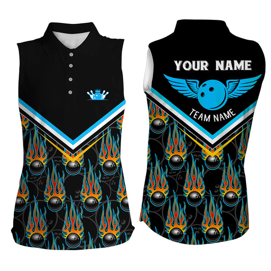 Custom sleeveless bowling shirt for women – personalized team jersey front view
