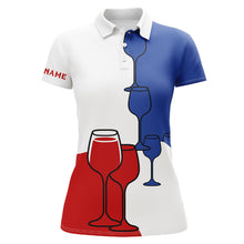 Load image into Gallery viewer, Red, White and Blue Womens golf polo shirts custom Golf wine apparel, gifts for the golfer NQS8337