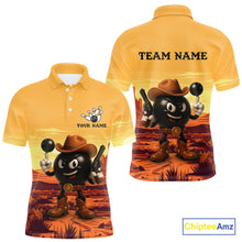 Load image into Gallery viewer, Funny Bowling Cowboy gun desert Mens Bowling Polo, 1/4 Zip Shirts Custom Funny bowling team jerseys NQS11127