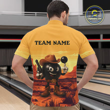 Load image into Gallery viewer, Funny Bowling Cowboy gun desert Mens Bowling Polo, 1/4 Zip Shirts Custom Funny bowling team jerseys NQS11127