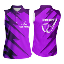 Load image into Gallery viewer, Women sleeveless polo shirt purple lightning custom name and team name golf shirt, golfing gifts NQS9429