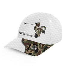 Load image into Gallery viewer, White Golfer hat custom name camo pattern golf hats for mens, gifts for golfers NQS8118