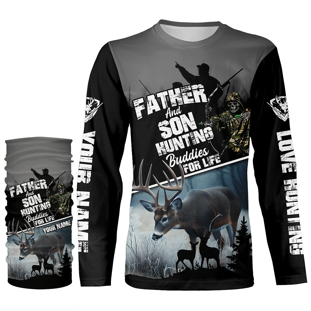 Father and Son Hunting Buddies For Life Deer Hunting bow hunter Grim Reaper Custom Name hunting apparel NQS744