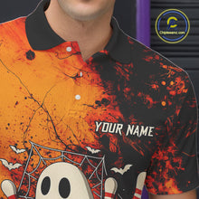 Load image into Gallery viewer, Custom Orange Boo Bowling Men Polo, Quarter Zip Shirts Bowling League Team Jerseys Halloween Outfits NQS10523