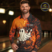 Load image into Gallery viewer, Custom Orange Boo Bowling Men Polo, Quarter Zip Shirts Bowling League Team Jerseys Halloween Outfits NQS10523