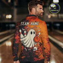 Load image into Gallery viewer, Custom Orange Boo Bowling Men Polo, Quarter Zip Shirts Bowling League Team Jerseys Halloween Outfits NQS10523