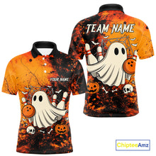 Load image into Gallery viewer, Custom Orange Boo Bowling Men Polo, Quarter Zip Shirts Bowling League Team Jerseys Halloween Outfits NQS10523