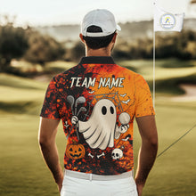 Load image into Gallery viewer, Custom Orange Halloween Boo Golf Polo Shirts for Men, Halloween Mens Golf Outfits NQS10524