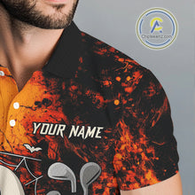 Load image into Gallery viewer, Custom Orange Halloween Boo Golf Polo Shirts for Men, Halloween Mens Golf Outfits NQS10524