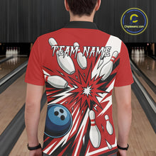 Load image into Gallery viewer, Custom Red Bowling Polo, Quarter Zip Shirts For Men, Team Bowling Uniforms League Shirts NQS11135