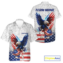 Load image into Gallery viewer, Grunge American Flag Eagle Bowling Hawaiian Shirt Custom patriotic Team Bowling jersey NQS11327