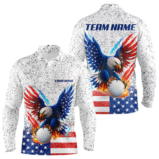 Grunge American Flag Eagle Golf Polo Shirt For Men Custom patriotic Team Golf Attire NQS11328