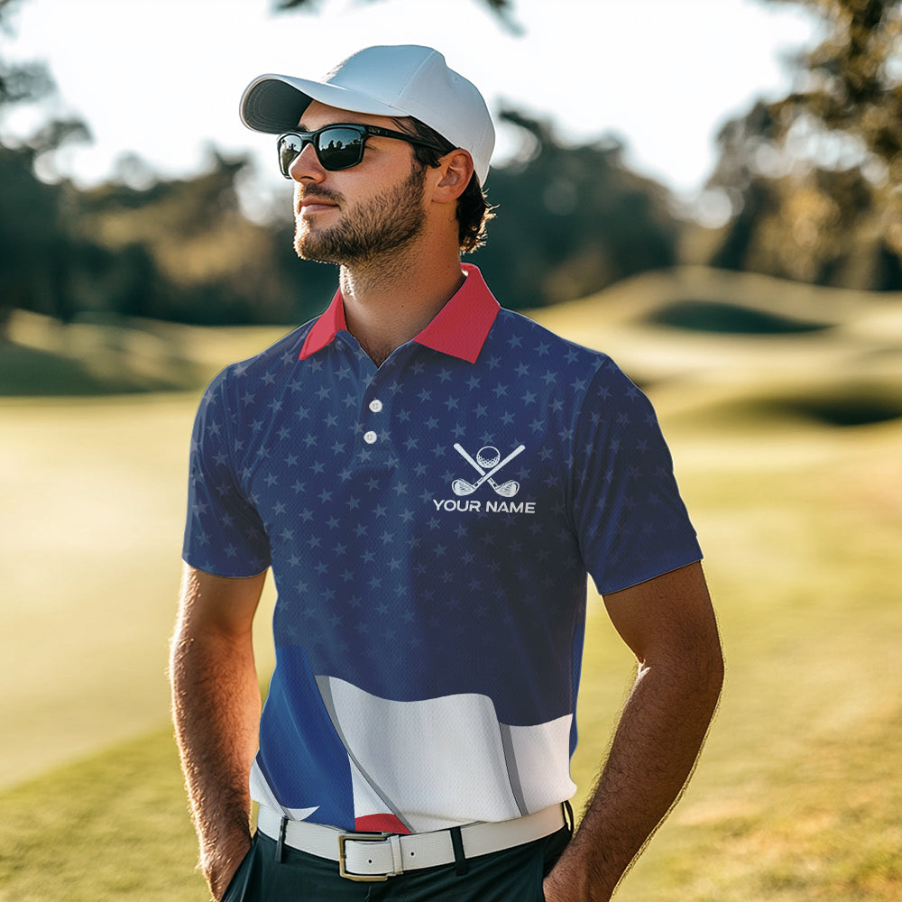 Texas Flag Golf Polo Shirts For Men Custom Team Name golf tops for mens, patriotic golf gifts NQS9769
