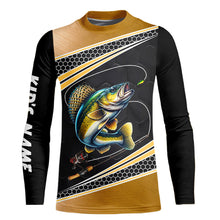 Load image into Gallery viewer, Walleye fishing yellow fish reaper sun protection custom performance long sleeve fishing shirts NQS3526