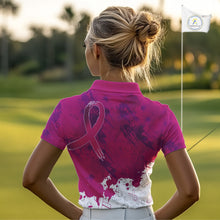 Load image into Gallery viewer, Pink Ribbons pattern Women golf polo shirts custom ladies&#39;s breast cancer awareness polo shirts NQS10319