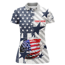 Load image into Gallery viewer, Red, white and blue American Flag Women Golf Polo Shirts Custom patriotic golf attire for women NQS8562