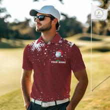 Load image into Gallery viewer, Red Christmas Golf Ball snowflake Men&#39;s Golf Polo shirts Custom Xmas Team Golf Outfits NQS10950
