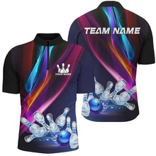 Load image into Gallery viewer, Colorful Lights Bowling Team jerseys Custom Bowling Polo, Quarter Zip Shirt For Men, gift for bowlers NQS7939