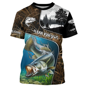 Largemouth Bass Fishing UV protection Customize name long sleeves fishing shirts for men, women, kid NQS753