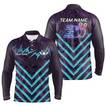 Load image into Gallery viewer, Purple Camo Lightning Storm Bowling Shirts For Men Custom Bowling Team Jerseys with name | Cyan Blue NQS8811