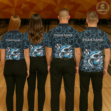 Load image into Gallery viewer, Black and Blue Camo Shark Bowling Polo, Quarter Zip Shirt For Women Custom Team Shark Bowling jerseys NQS11338