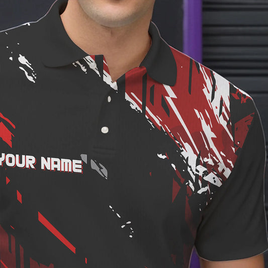 Black and Red Mens bowling shirts Custom retro bowling ball and pins bowling team league jerseys NQS9454