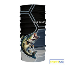 Load image into Gallery viewer, Black and Blue Bass Fishing custom Largemouth Bass Performance Long Sleeve sun protection Shirts NQS10031