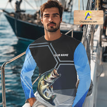 Load image into Gallery viewer, Black and Blue Bass Fishing custom Largemouth Bass Performance Long Sleeve sun protection Shirts NQS10031