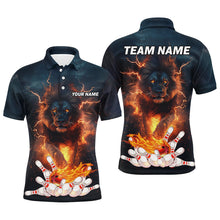 Load image into Gallery viewer, Lightning thunder storm Lion Flame Bowling Polo, Quarter Zip Shirt For Men Custom Bowling Team Jersey NQS8567