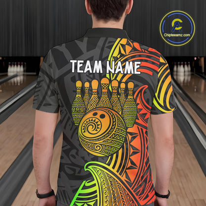 Personalized Black and Colorful Tribal pattern Bowling Shirts For Men Custom Team Bowling Jersey NQS10764