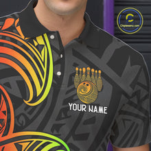 Load image into Gallery viewer, Personalized Black and Colorful Tribal pattern Bowling Shirts For Men Custom Team Bowling Jersey NQS10764