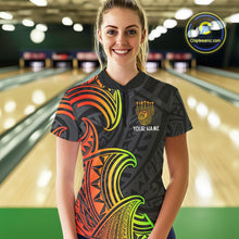 Load image into Gallery viewer, Personalized Black and Colorful Tribal pattern Bowling Shirts For Women Custom Team Bowling Jersey NQS10764