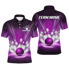 Load image into Gallery viewer, Purple light Bowling Polo, Quarter Zip Shirts For Men Custom Bowling Team League Uniform NQS8818