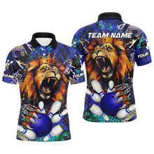 Load image into Gallery viewer, Blue Camo Lion roar Bowling Polo, Quarter Zip Shirts for Men Custom Lion Bowling Team jerseys NQS9293
