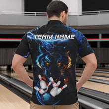 Load image into Gallery viewer, Personalized Blue Lightning Thunder Storm Tiger Bowling Shirts For Men Custom Bowling Team Jerseys NQS9466