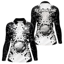 Load image into Gallery viewer, Black and White broken Golf ball Polo shirt for Women Custom Team golf uniform ladies golf tops NQS9787