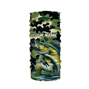 Black Green camo Walleye fishing Custom Long Sleeve Tournament Fishing Shirts, Walleye fishing Jerseys NQS7553