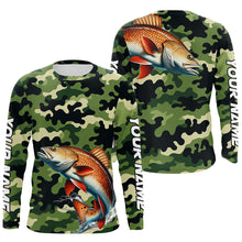 Load image into Gallery viewer, Black Green camo Redfish fishing Custom Long Sleeve Tournament Fishing Shirts, Red drum fishing Jersey NQS7554