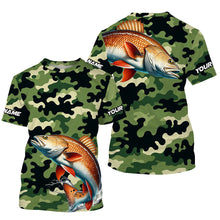Load image into Gallery viewer, Black Green camo Redfish fishing Custom Long Sleeve Tournament Fishing Shirts, Red drum fishing Jersey NQS7554