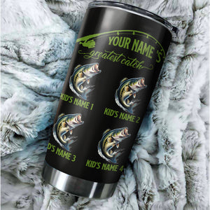 1PC Personalized Grandpa's Greatest Catch Custom Funny Fishing tumbler cup, Father's Day Fishing gifts NQS9915